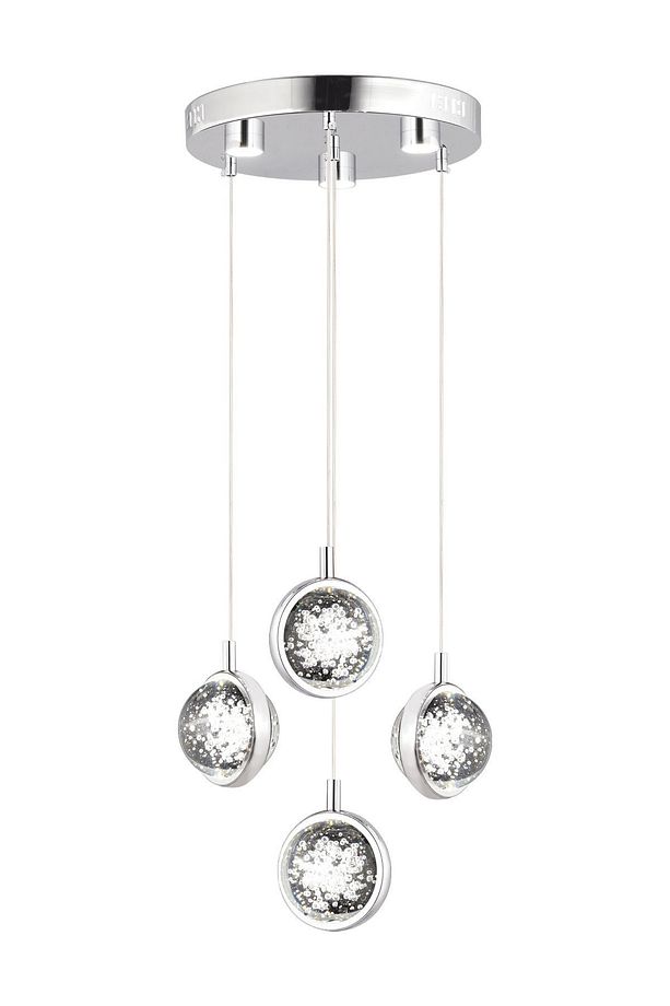 Eldon 4'lü Yuvarlak 3 Renkli 61 Watt Krom Kristal Ledli Modern Oturma Odası Salon Sarkıt Avize - 4