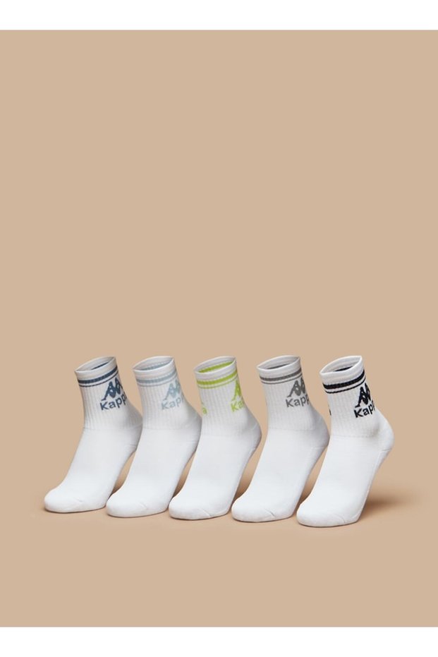 Logo Print Crew Length Sports Socks - Set of 5