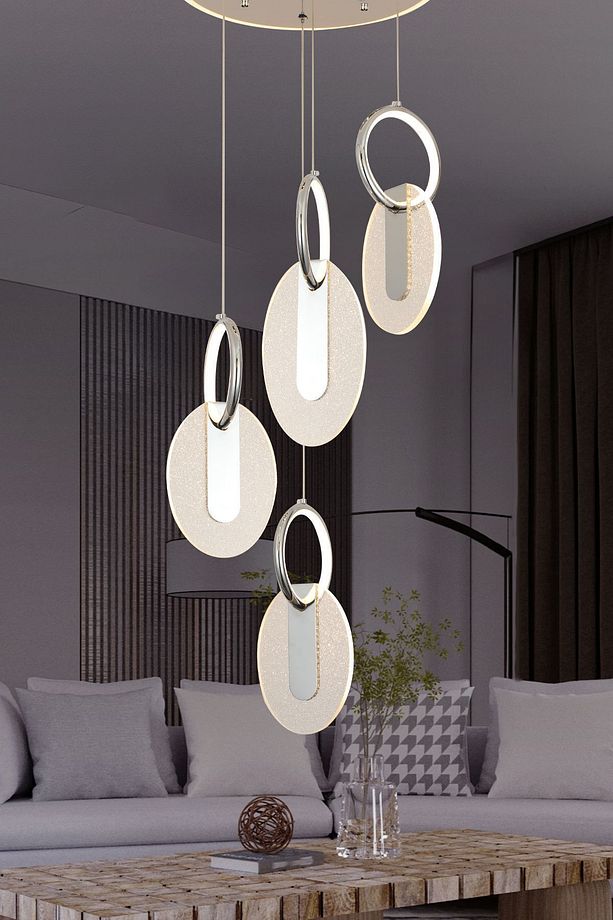 Enola 4 lü Yuvarlak 79 watt Ledli Modern Tasarım Oturma Odası Salon Avize - 1