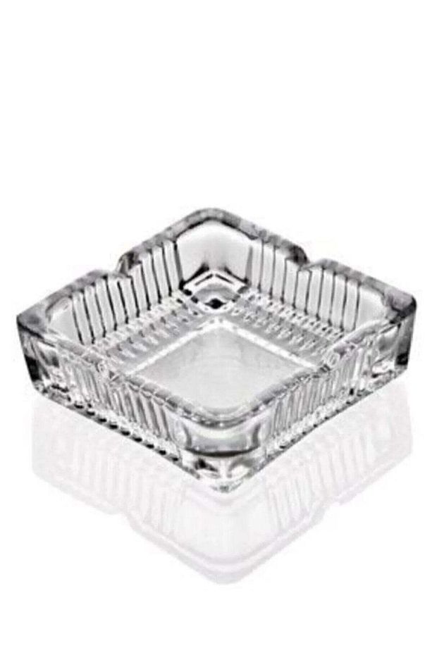 4 Adet 11x11 Cm Kare Lüx Cam Kül Tabağı - Kül Tablası - Küllük - 2