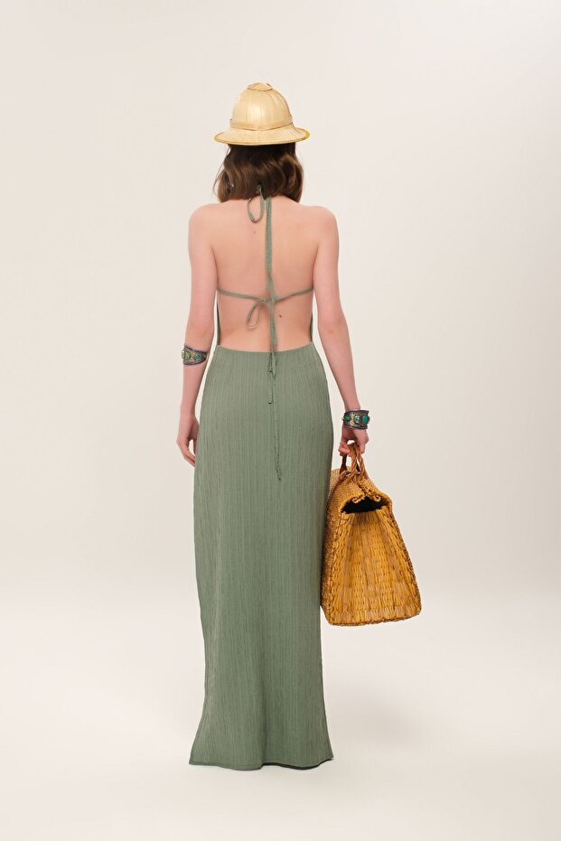 Et Iconıc Desıgn Ip Askılı Sırt Dekolteli Elbise - 7