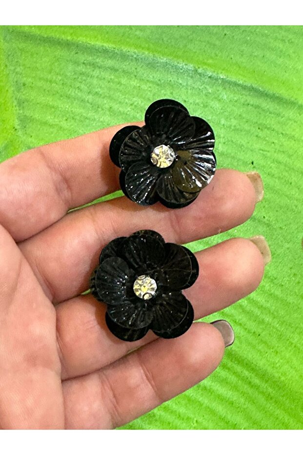 3X3 cm 2 Pieces Zircon Stone Black Flower Set Sequined Flower Arma