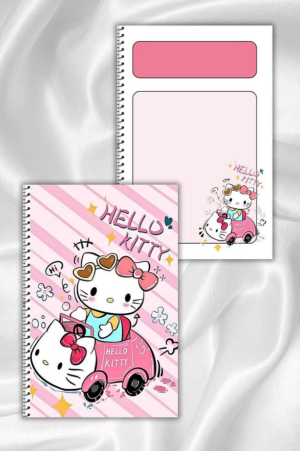 Hello Kitty Ve Kuromi Çizgili Defter,64 Sayfa, A5 , Spiralli Defter - 1