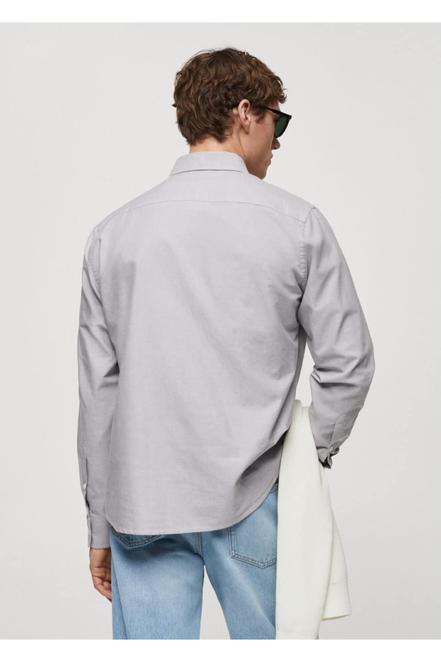 Regular fit pamuklu Oxford gömlek - 4