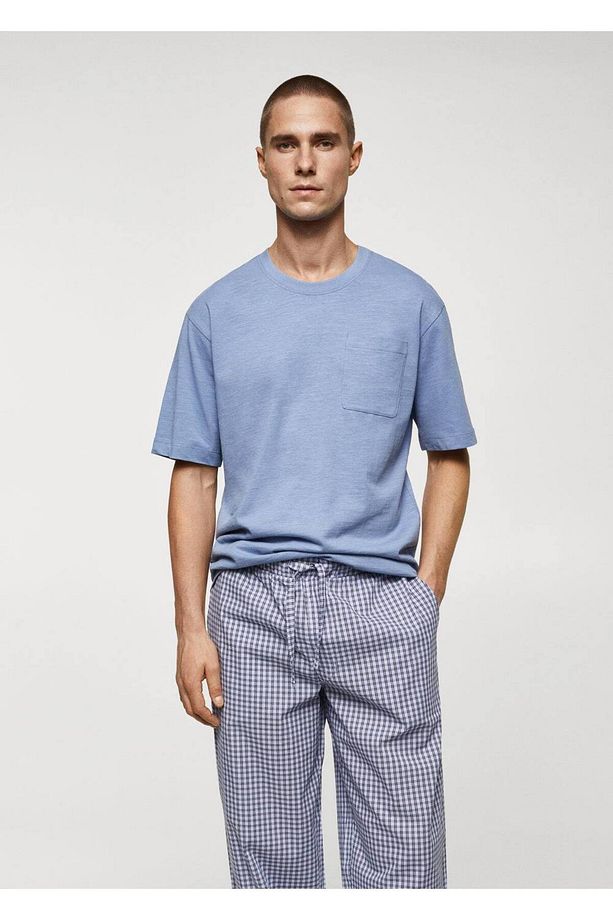 Kareli pamuklu pijama takımı - 7
