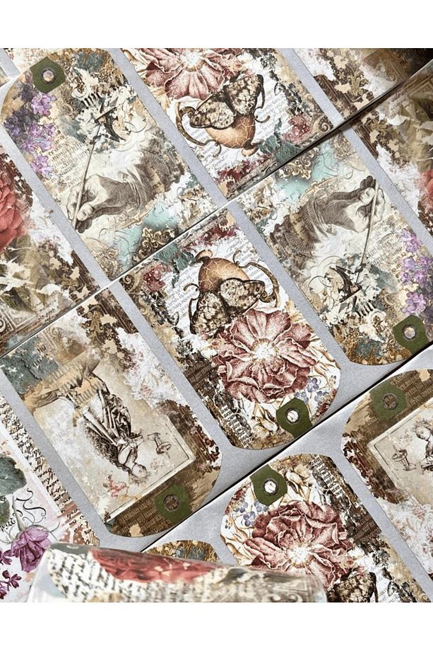 Retro Gül Temalı Tek Tek Çıkartmalı Pul Washi Bant / Sticker/ Çıkartma/bullet Journal - 4