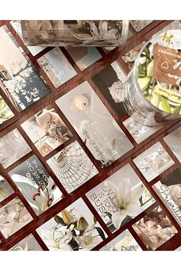 Garden Path Beyaz Çiçekler Tek Tek Çıkartmalı Pul Washi Bant / Sticker / Çıkartma/Bullet Journal - 6