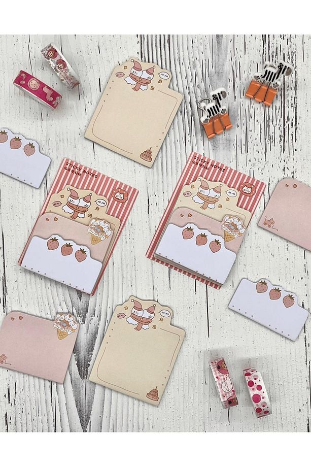 3 Parça Farklı Boyutlarda Pembe Sticky Note Set / Post-it / Bloknot / Not Kağıdı - 2