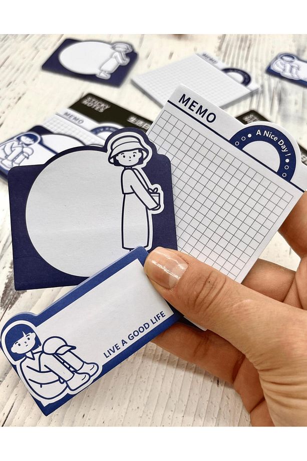 3 Parça Farklı Boyutlarda Mavi Sticky Note Set / Post-it / Bloknot / Not Kağıdı - 3