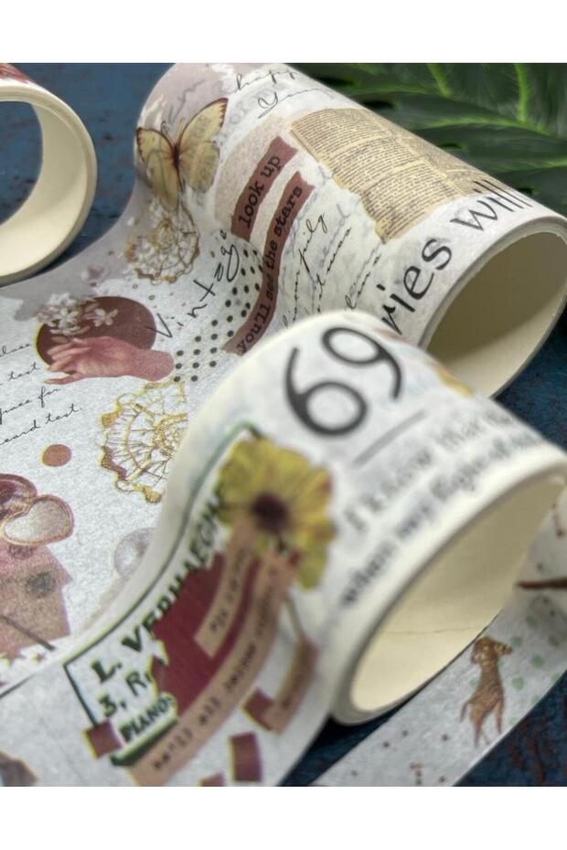 Soft Bahar Çiçekleri Temalı 6'lı Washi Bant Set(6*2m)/ Washi Tape/Masking Tape/Desenli Bant - 3