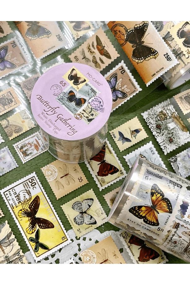 Kelebek Temalı Tek Tek Çıkartmalı Pul Washi Bant / Sticker / Çıkartma/Bullet Journal/ Defter Süsleme - 3