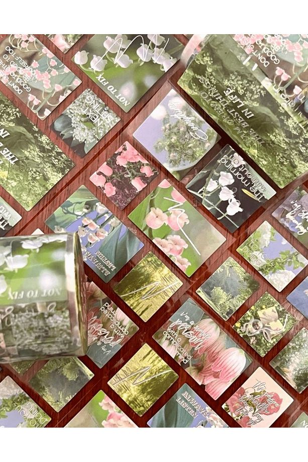Garden Path Yeşil Çiçekler Tek Tek Çıkartmalı Pul Washi Bant / Sticker / Çıkartma/Bullet Journal - 6
