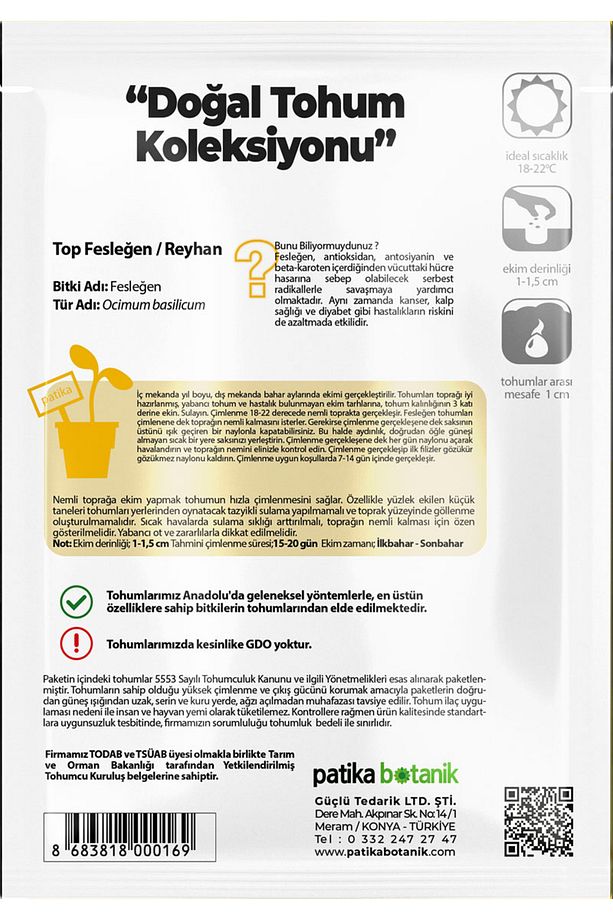 100 Adet Top Fesleğen - Top Reyhan (OCİMUM BASİLİCUM) Tohumu - 3