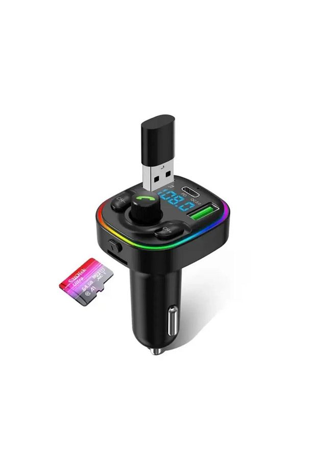 Çakmaklık Rgb Işıklı Radyo Mp3 Dönüştürücü Transmitter Bluetooth-micro Sd Kart-Sarj - 3
