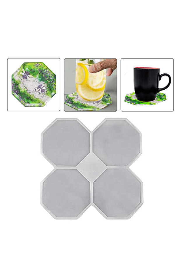 Epoxy Multi Octagonal Coaster Silicone Mold Em107 - 1