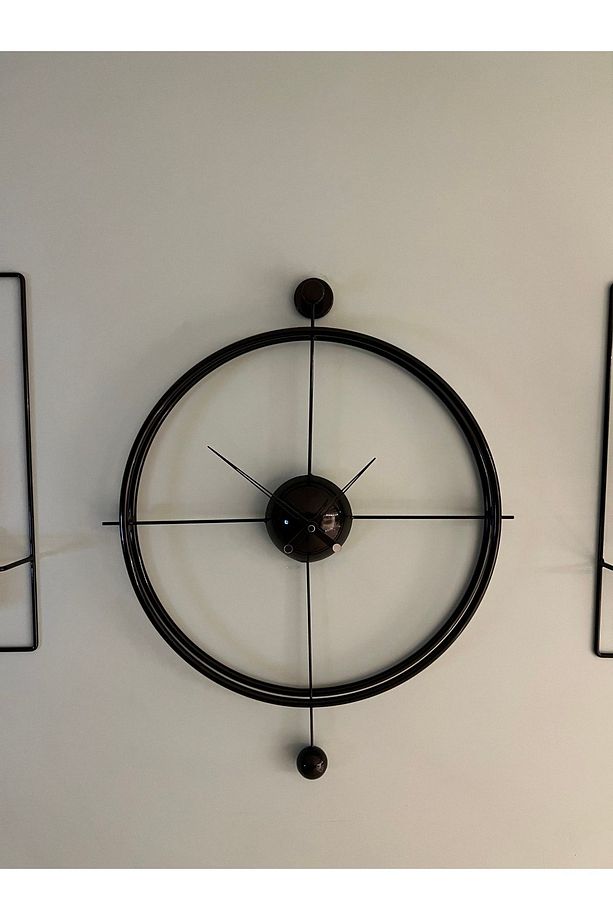 3'lü Set Siyah Versacem Time Elegante Set (60X80CM) , Modern Dekoratif Metal Duvar Saati - 4