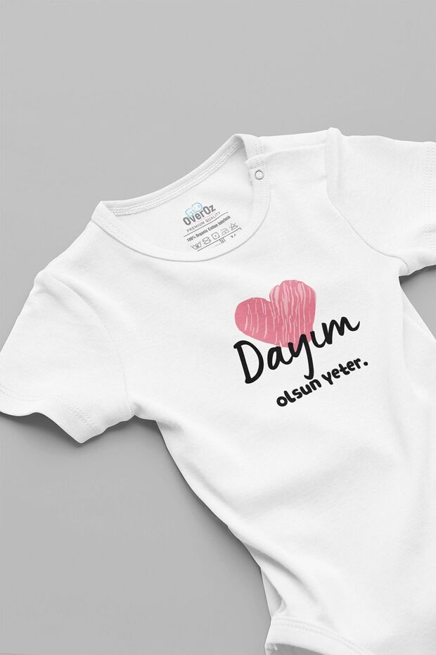 Organic 100% Cotton Let My Uncle Be My Uncle Heart Printed Baby Bodysuit Snap Fastener Bodysuit 5742