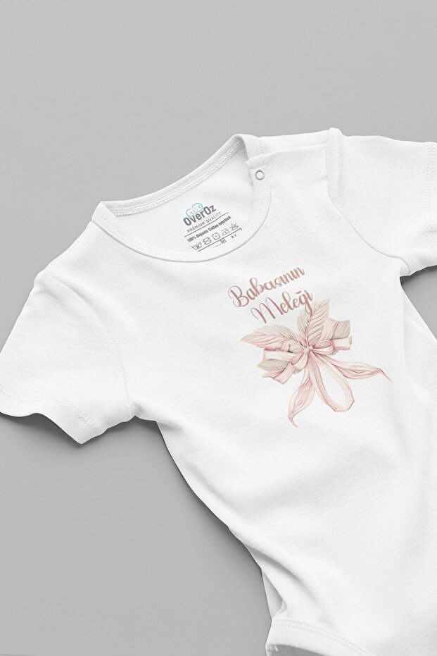 Organic 100% Cotton Father's Angel Printed Baby Bodysuit White Bodysuit with Snap Fasteners 5819