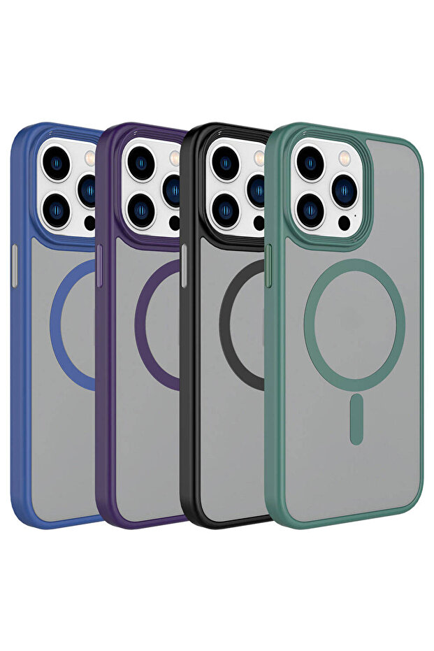iPhone 15 Pro Kılıf Sert PC  Mat Arka Yüzey Magsafe Şarj Özellikli Flet Kapak - 2