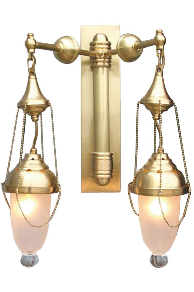 Osmanlı Model Duvar Lambası - Iki Kollu Pirinç Aplik - 2