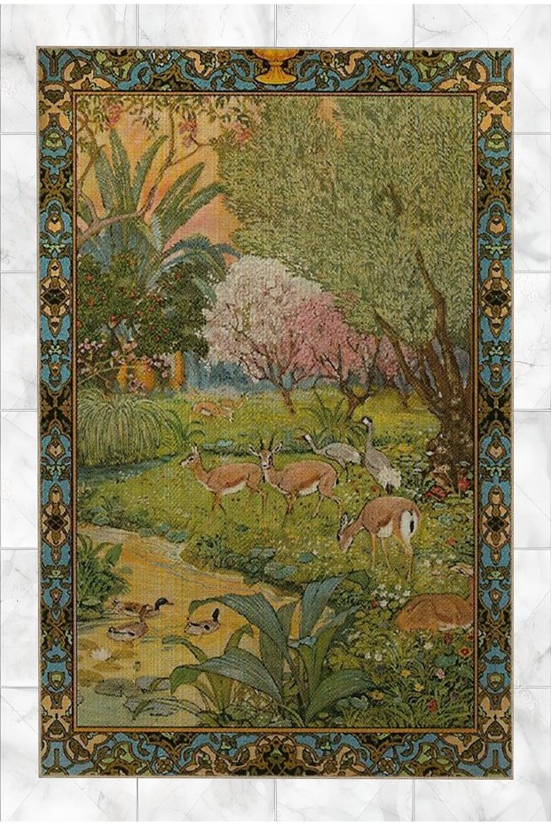 Tapestry Design Forest Lake Deer and Duck Pattern Vintage Decorative Carpet 5182