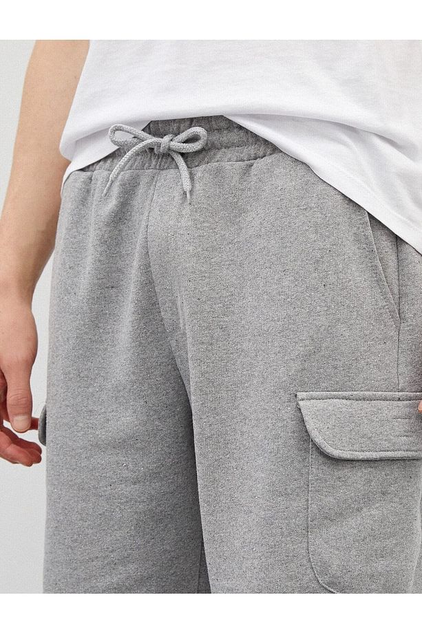 Multi Pocket Bağcıklı Oversize Uzun Erkek Bermuda Kapri Şort (rahat Kalıp) - 5