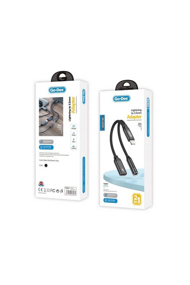 Go Des GD-UC076 3.5mm Jack Girişli Lightning 2in1 Şarj ve Ses Kablosu - 2