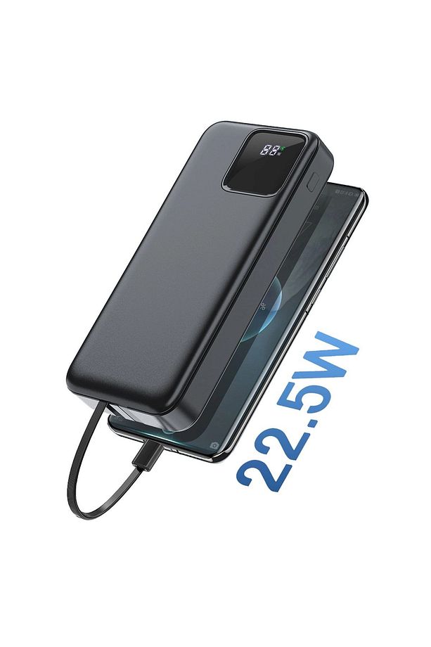 Jc-22 Dijital Led Ekran Şarj Göstergeli Type-c Ve Lightning Kablolu Powerbank 22.5w 20000mah - 2