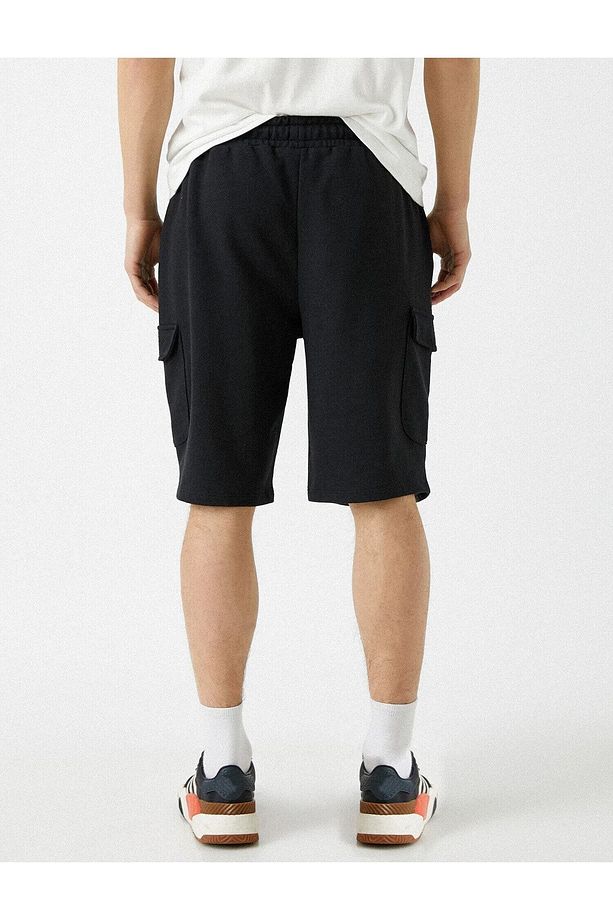Multi Pocket Bağcıklı Oversize Uzun Erkek Bermuda Kapri Şort (rahat Kalıp) - 4
