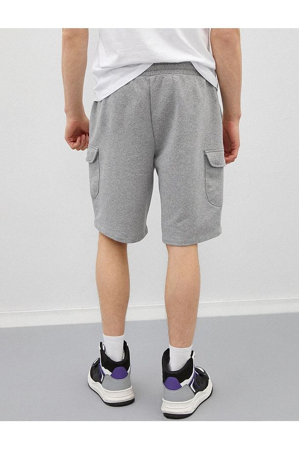 Multi Pocket Bağcıklı Oversize Uzun Erkek Bermuda Kapri Şort (rahat Kalıp) - 4