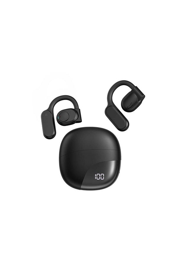 Kulak İçi Bluetooth Kulaklık Dijital Şarj Göstergeli Wiwu T20 Openbuds TWS V5.3 Siyah - 1