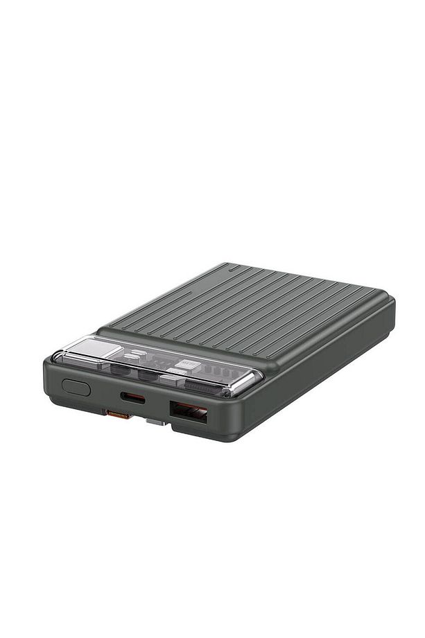 Wi-P004 Trunk Serisi Type-C Lightning Çıkışlı Taşınabilir Powerbank PD 22.5W 10000mAh Gri - 3