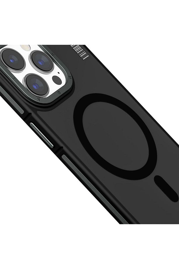 iPhone 15 Pro Max Uyumlu Kılıf Magsafe Şarj Özellikli Youngkit Rock Sand Serisi Kapak Siyah - 2