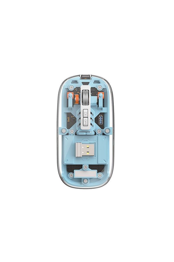 Bluetooth Kablosuz Mouse Wiwu WM105 Crystal RGB Led Işıklandırmalı Şeffaf Tasarım 2400 Dpi Mavi - 2