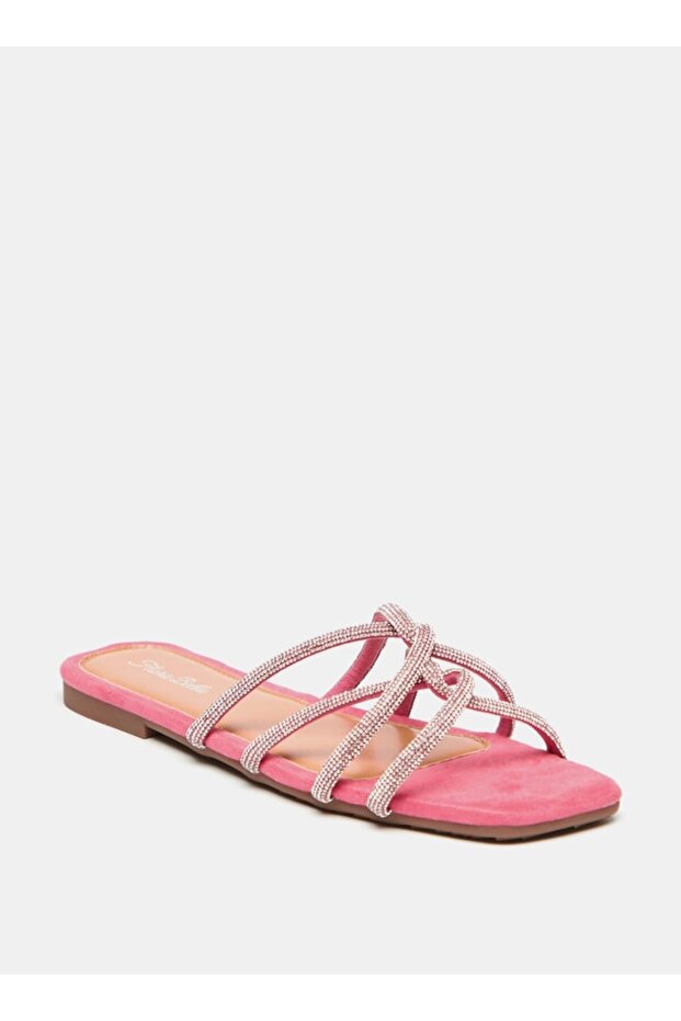 Embellished Open Toe Slide Sandals - 1