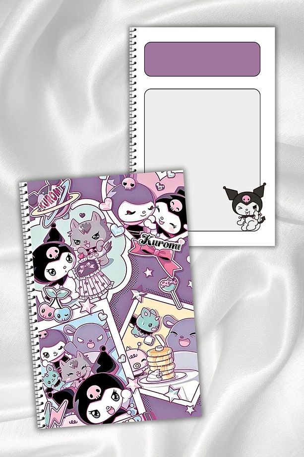 Hello Kitty ve Kuromi  Çizgisiz Defter,64 Sayfa,a5,spiralli Defter - 1