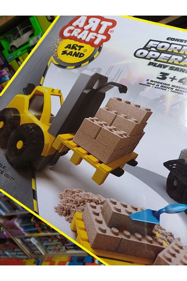 Kinetik Kum Seti Art Craft Iş Makinaları Kamyon Operatörü Kinetik Kum Öğretici Araçlı Lüx Doğal Kum - 1
