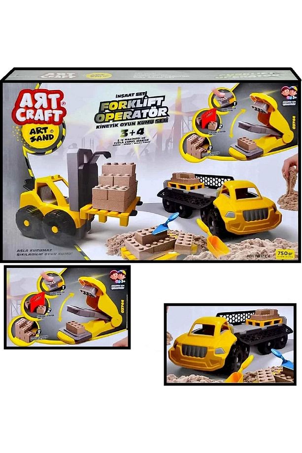 Kinetik Kum Seti Art Craft Iş Makinaları Kamyon Operatörü Kinetik Kum Öğretici Araçlı Lüx Doğal Kum - 5