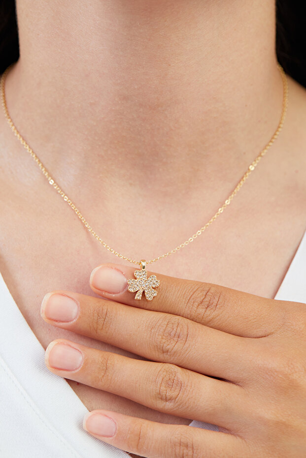 Yonca Model Gold Kolye - 1