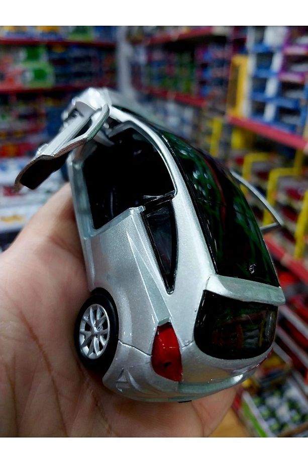 Opel Corsa Metal Araba Orjinal Diecast Puback Model Demir Koleksiyon Kapı Açılır Sılver - 5