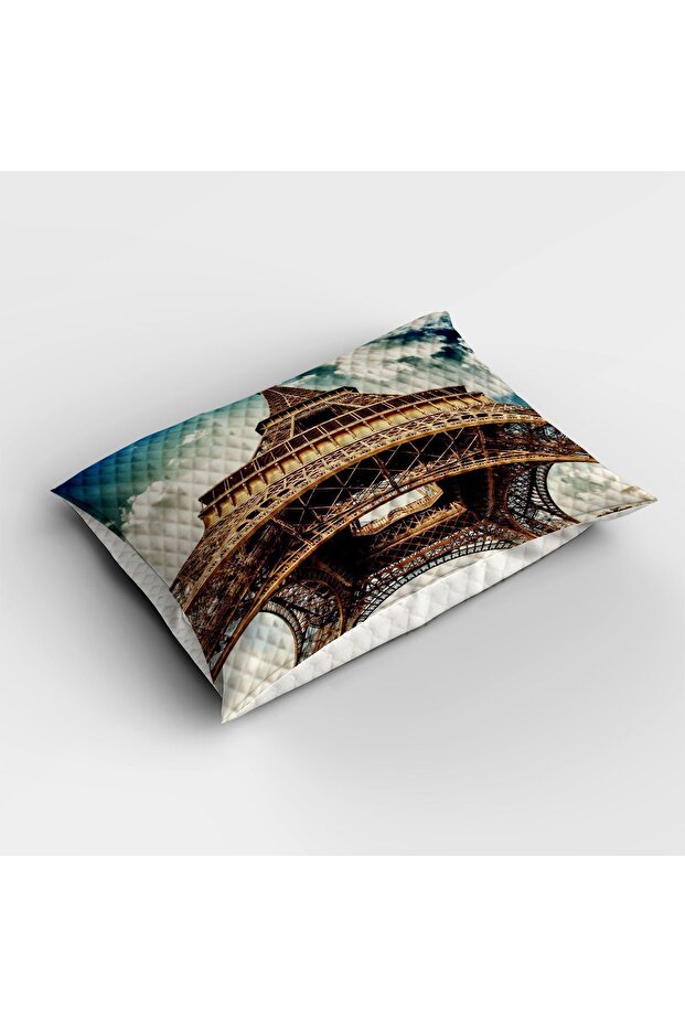 Paris Patterned Printed Eiffel Tower - Single Padded Pique Set - 3