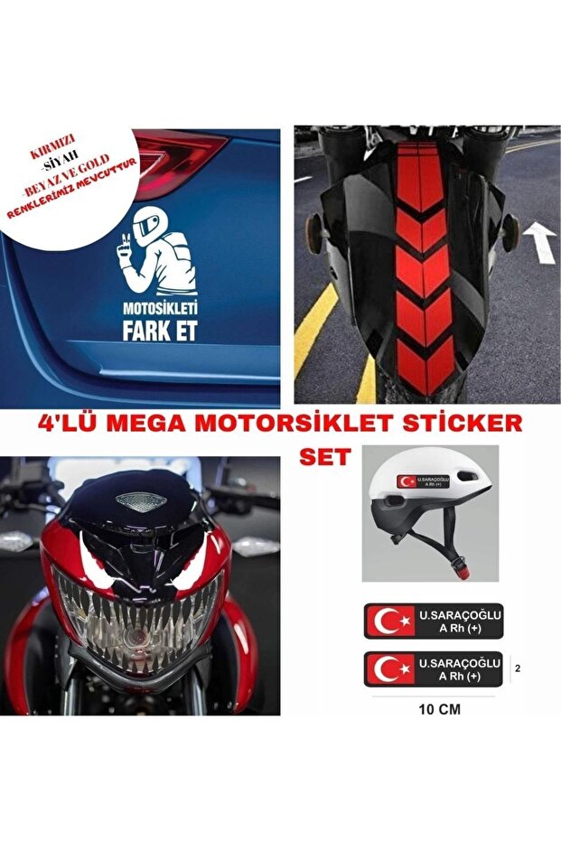 Venom-Strip-Difference Meat-Blood Group Motorcycle 4-Piece Sticker Set
