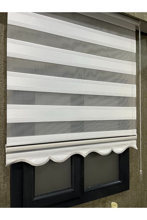 PliseStar V-01 Pliseli Zebra Ve Stor Perde Gümüş Simli Etek Dilimli - 3