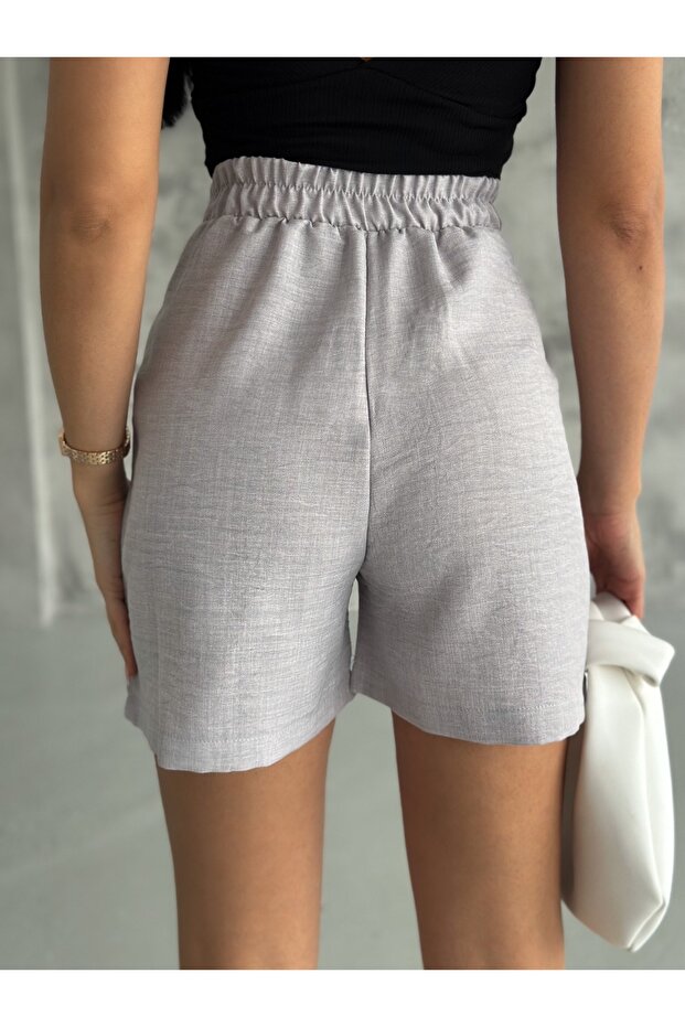 Kadın Şehir Boy Keten Şort - 5