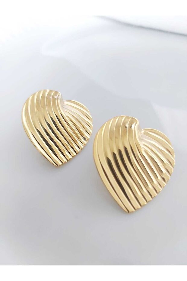 Steel Gold Heart Earrings