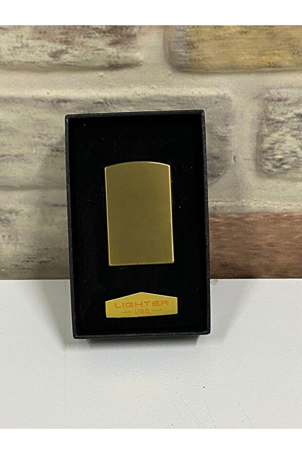 Usb Şarjlı Elektrikli Sarı Gold Kişiye Özel Çakmak - 1