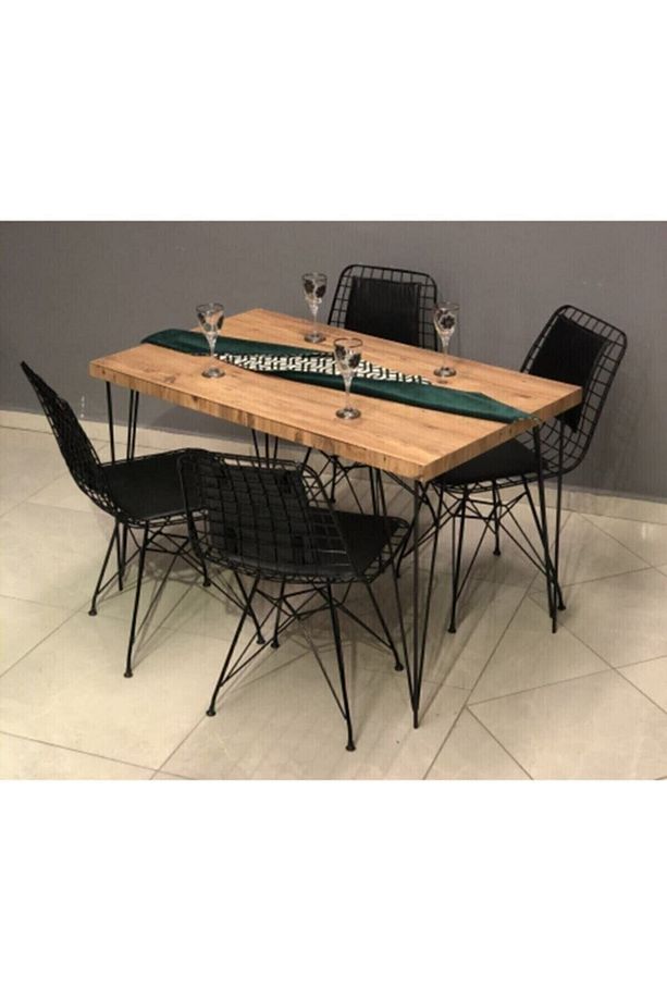 Yemek Masası Mutfak Masa 4 Kişilik Tel Sandalye Yeni Model Sandalye 60/120 - 2