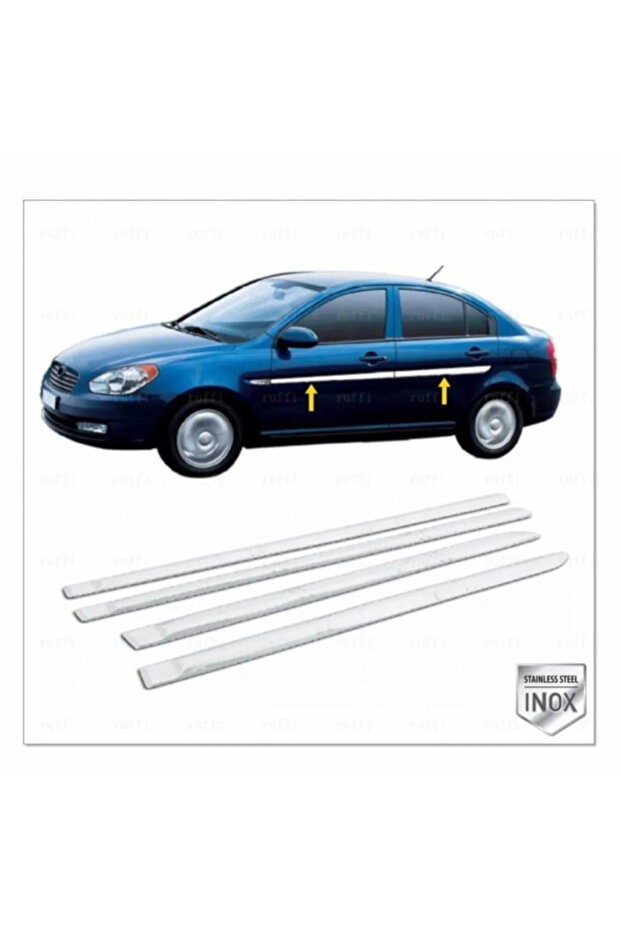 Hyundai Accent Era Krom Yan Kapı Çıtası 4 Kapı 2006 Üzeri Paslanmaz çelik - 5