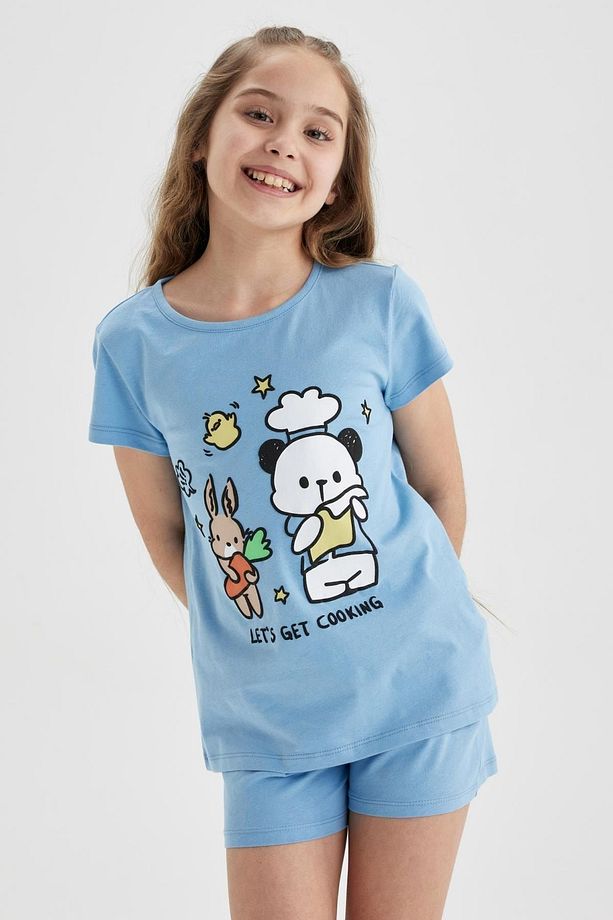 Kız Çocuk Baskılı Kısa Kollu Şortlu Pijama Takım A1365a823sm - 3
