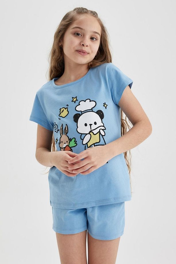 Kız Çocuk Baskılı Kısa Kollu Şortlu Pijama Takım A1365a823sm - 4
